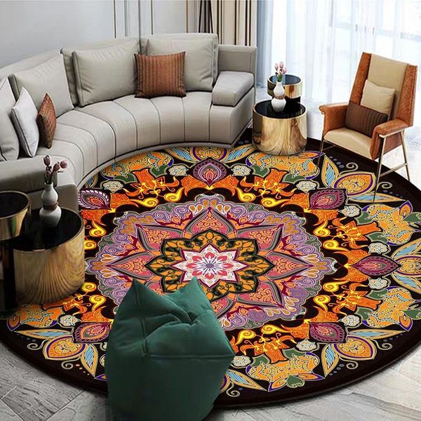 

carpets round retro carpet ethnic style printed bedroom rugs soft anti-slip for living room el creative floor mat home decor
