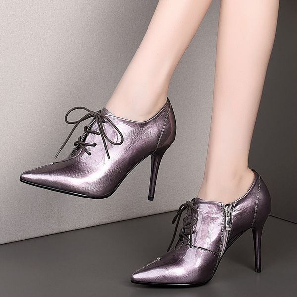 

shoe autumn out women's high-heeled shoes fine heel single-fashion side, Black