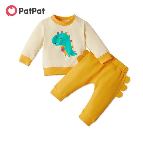 

spring and autumn baby stylish dinosaur print pants set for boy sets clothes 210528, White