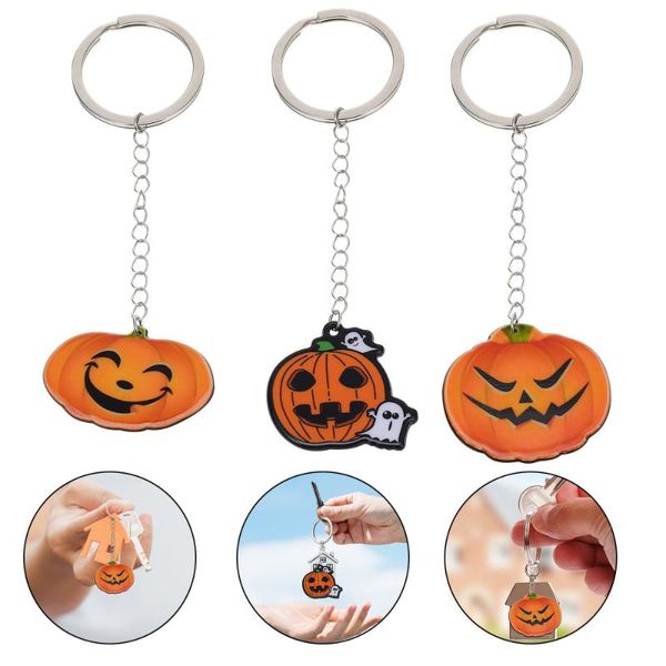 

keychains 6pcs creative theme accessories keychain with pumpkin elements, Silver