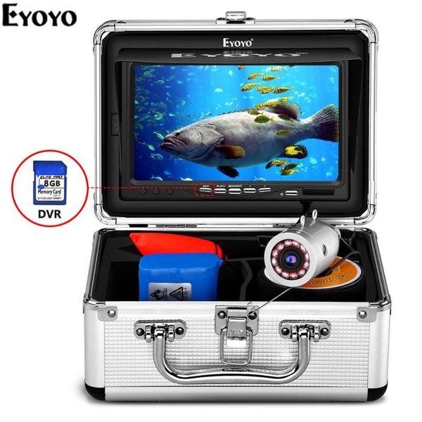 

fish finder eyoyo ef07r 30m fishing camera video 7" lcd monitor 1000tvl 12pcs ir led dvr+8gb for ice lake boat