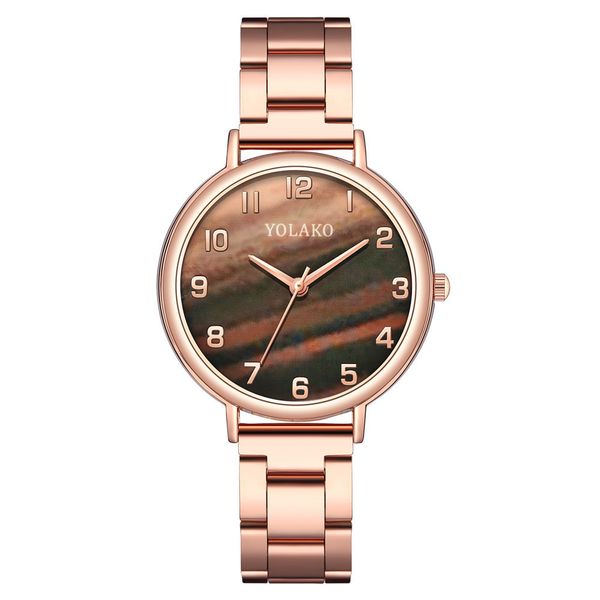 

casual yolako watches for ladies digital surface twill gradient color watch women fashion steel belt quartz wristwatch foreign trade wristw, Slivery;brown