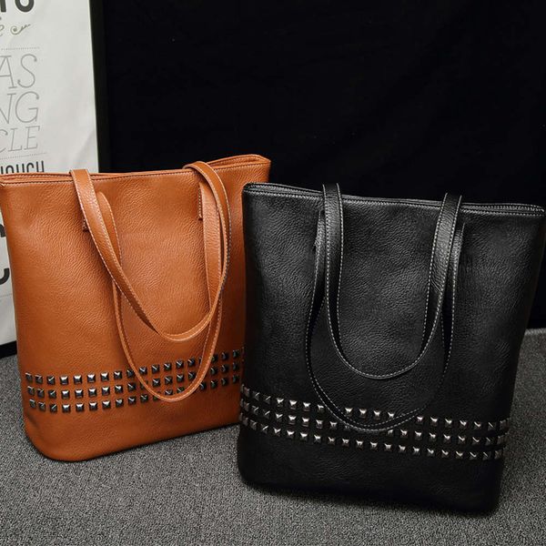 

women's bag 2021 fashion women's tote leisure rivet one shoulder hand