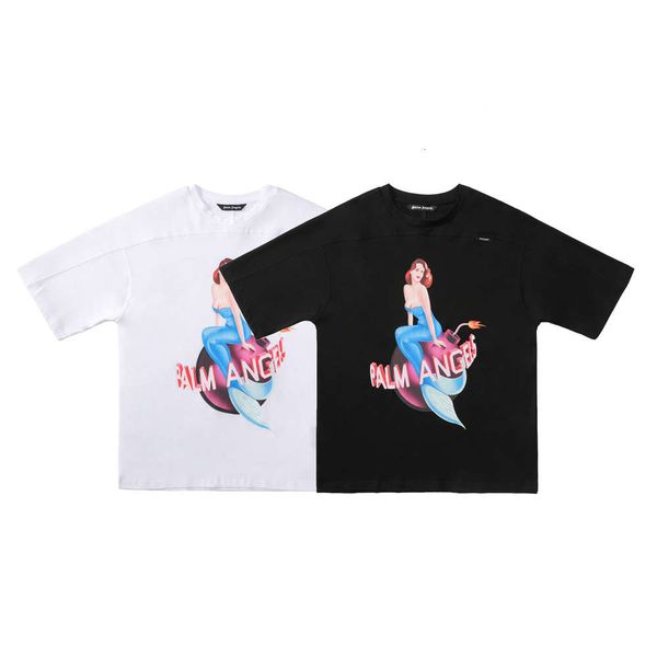 

pa xiachao men's and women's mermaid short sleeve t shirt fashion round neck, White;black