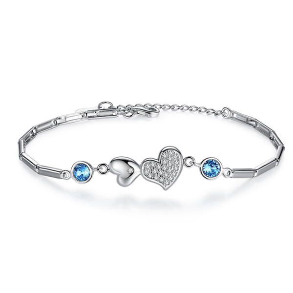 

link, chain unique design heart shape bracelets bangles blue red crystal for women trendy charm jewelry gift, Black