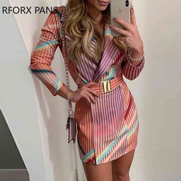 

colorful striped print blazer dress, Black;gray