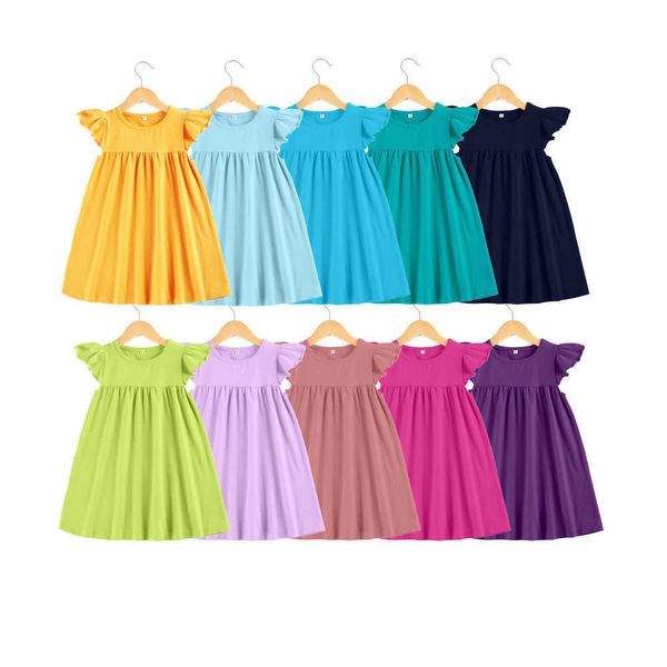 Sommer Baby Mädchen Baumwolle Perle Kleid Tunika Teenager Kleine Mädchen Kinder Flattern Einfache Kleid Q0716