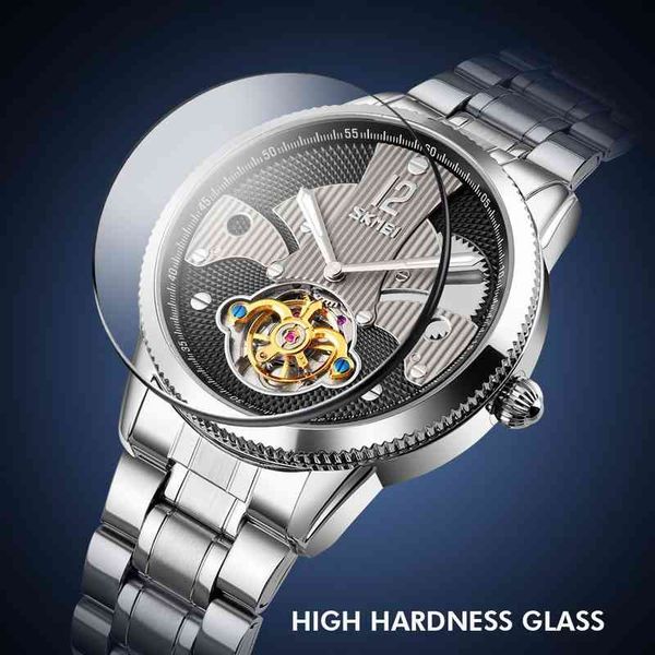 

clock fashion mechanical business automatic for men s luxury rustless steel band man brand s, Slivery;brown