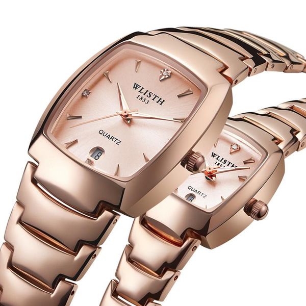 

wristwatches lovers watches luxury quartz wrist watch for men and women hodinky dual calender week steel couple exquisite fashion, Slivery;brown
