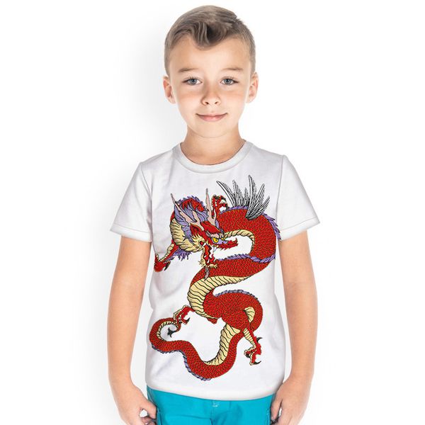 

mythical animal design children 3d printed t-shirt animal print summer daily sports shirt round neck short sleeve high quality, Blue