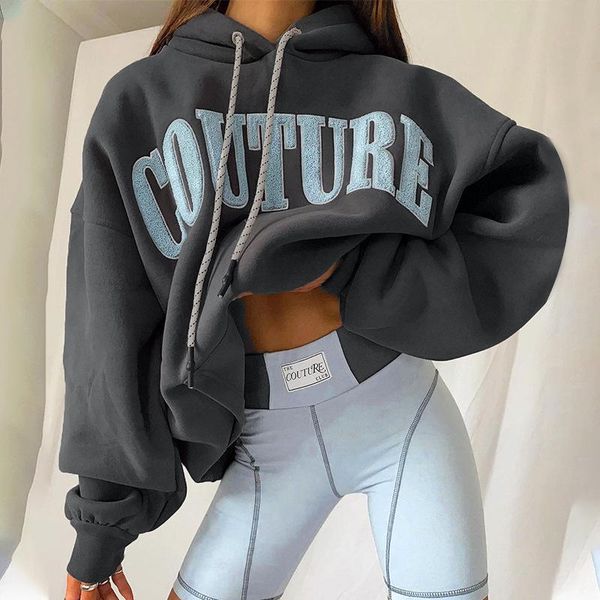 

women's hoodies & sweatshirts casual women sweatshirt 2021 winter letter printing loose long sleeve cotton pullover fashion hoodieses, Black