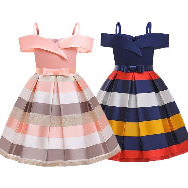 

baby girls striped dress for formal wedding party dresses kids princess christmas costume children clothing girl's, Red;yellow