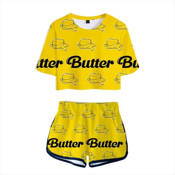 

bts butter tracksuit two piece womens tracksuits set 3d print short and middle waist shorts pop lady fitness, Gray