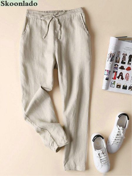 

plus size s-5xl est cotton linen trousers women formal pants good quality lady clothes comfortable fashion nice brand design women's &, Black;white