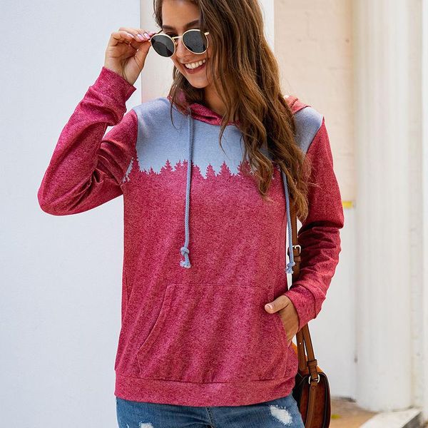 

women's hoodies & sweatshirts 2021 autumn and winter hoodie women fashion print gradient color pocket jacket casual sweatshirt, Black