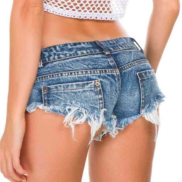 

women's jeans low waist shorts with holes, Blue