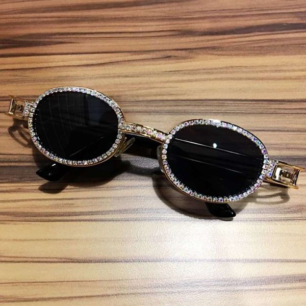 

sunglasses fashionable sun frames vintage 2019 women hip round hop retro steampunk small sun glasses men clear lens rhinestone sunglasses oc, Black