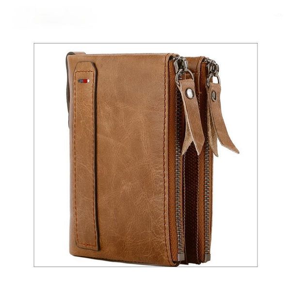 

wallets men short wallet oil wax cowhide coin purse cash card holder1, Red;black