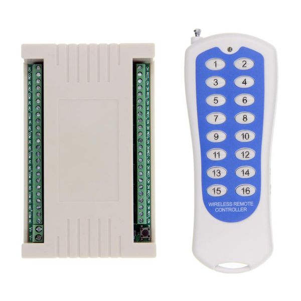 

smart home control 2021 dc 12v 24v 16 ch channels 16ch rf wireless remote switch system, transmitter + receiver,315/433 mhz