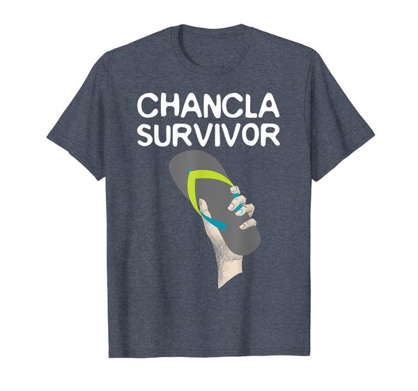 

chancla survivor product funny spanish joke tee t-shirt, White;black