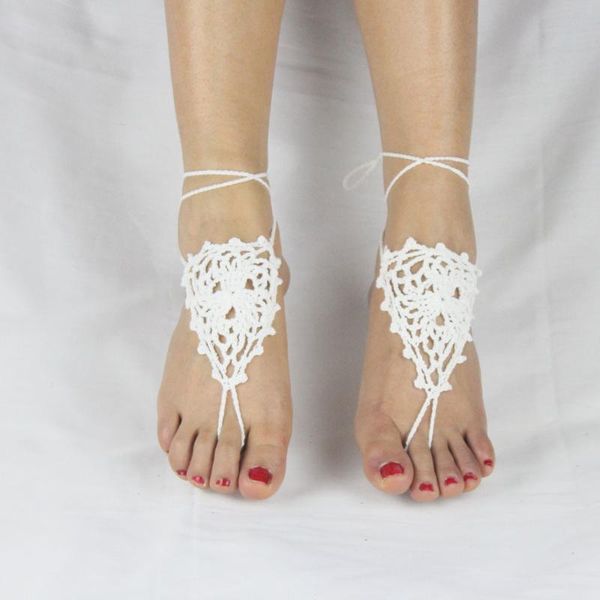 

anklets barefoot sandals beach pool wear toe ring anklet nudeshoes foot jewelry victorian lace yoga shoes bridal, Red;blue