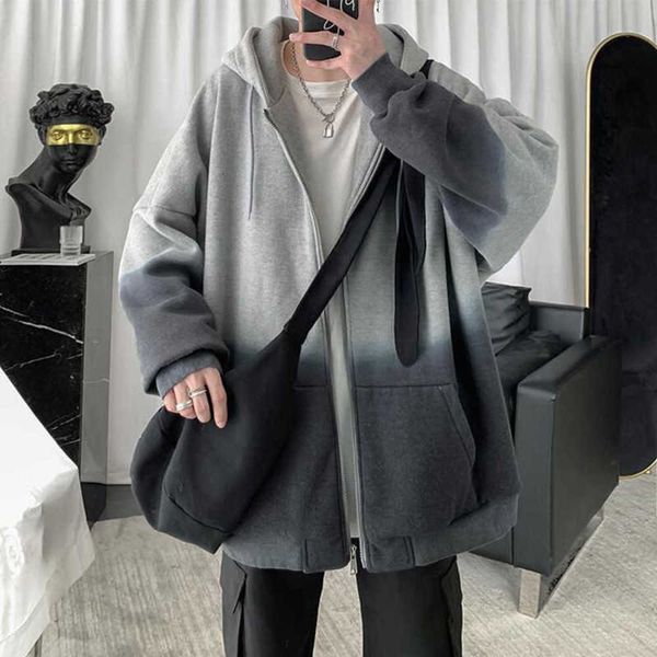 

hoodies tie dyed cardigan sweater men's hooded loose fashion suit, Black