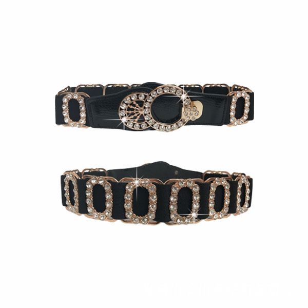 

2021 low price wholesale new elastic accessories decoration waist seal diamond women's belt fashion versatile, Black;brown