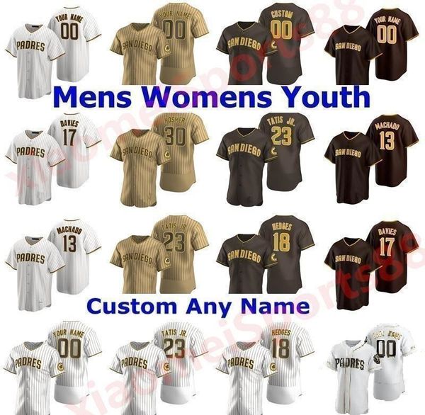 

2021 men women youth kids san diego baseball jerseys fernando tatis jr manny machado tony gwynn eric hosmer brown is back padres jersey, Blue;black