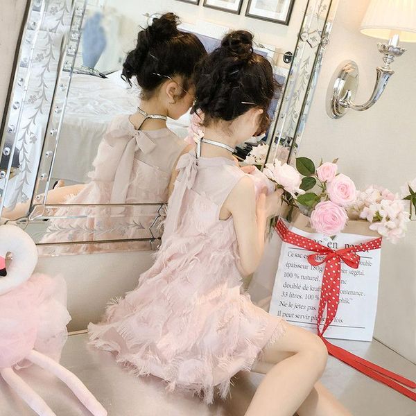 

girls dress summer 2021 children's clothing bohemian net yarn vest white princess dresses for 2 and 12 years old girl's, Red;yellow