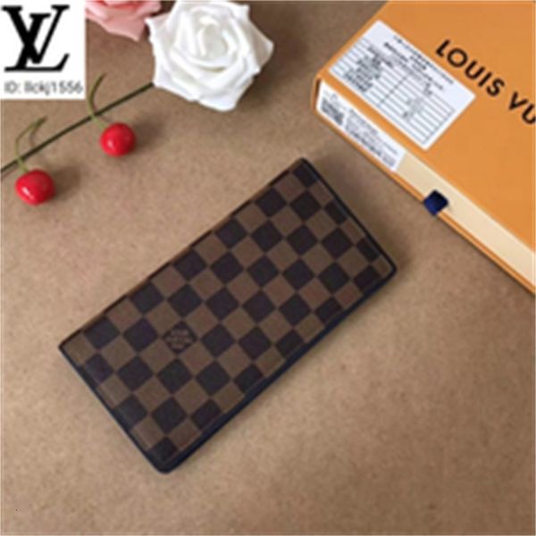 

clutches brand designer chain luxury m63152 purse royal blue wallets lining check long all-match wallet compact men real evening leather key, Red;black