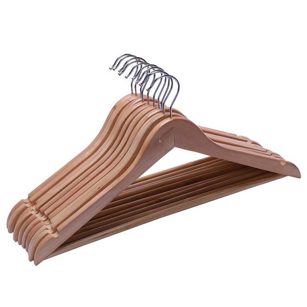 

clothing & wardrobe storage 10 pieces solid and rotating metal hook wooden hangers with notches non-slip for clothes