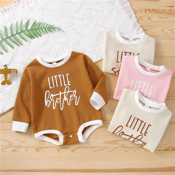 

rompers born baby boys girls casual cotton long sleeve loose romper fashion letter printing round neck triangle jumpsuits,0-24 months, Blue