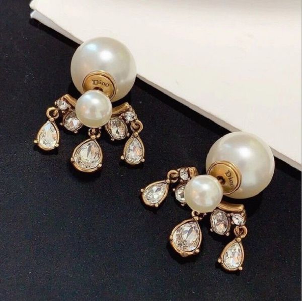 

new size pearl earrings water drop drill earrings of the same material 925 silver needle fine jewelry sale