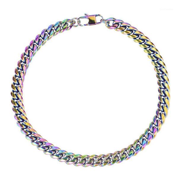 

hip hop cuba titanium steel colorful choker necklace rock trendy thick chains necklaces statement jewelry for gifts new1, Golden;silver
