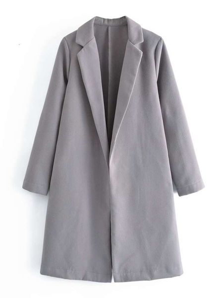 

lazy style lapel coat autumn casual loose thin medium and long, Black;brown