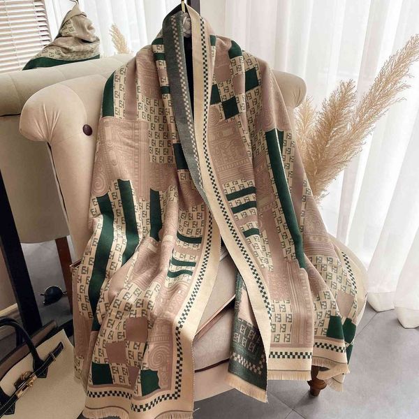 

70% off design short beard tassel 2021 imitation cashmere scarf women's korean air conditioning shawl thickened warm double-sided bib c, Blue;gray