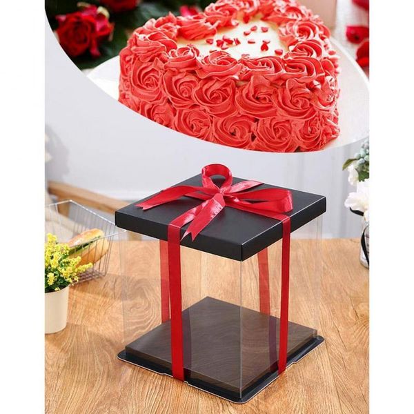 Geschenkpapier 17X17X28CM Transparente leere Box für künstliche Teddybär-Rosen-Blumen-Geschenke Plüsch Valentinstag