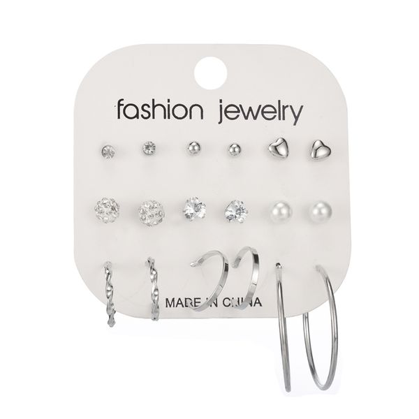 

creative simple rhinestone pearl zircon and earrings, Black