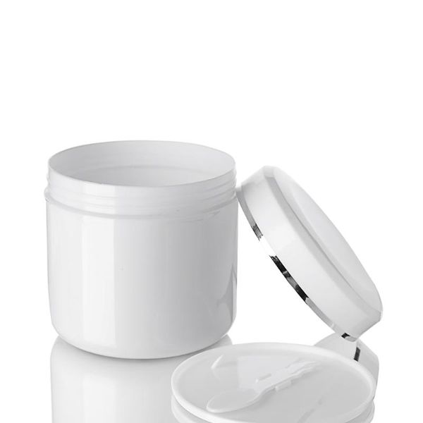 

storage bottles & jars 12pcs white plastic cream jar with silver line 500ml
