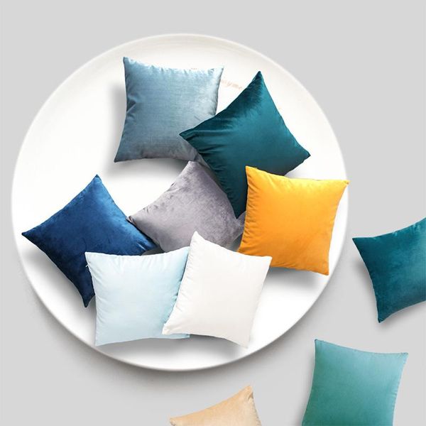 

pillow case velvet hug pillowcase cushion cover solid color sofa living room nordic without core