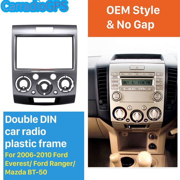 Fascia per autoradio 2Din (argento) per Ford Everest Ranger Mazda BT-50 2006-2010 Stereo Frame Interface Styling Dash Kit