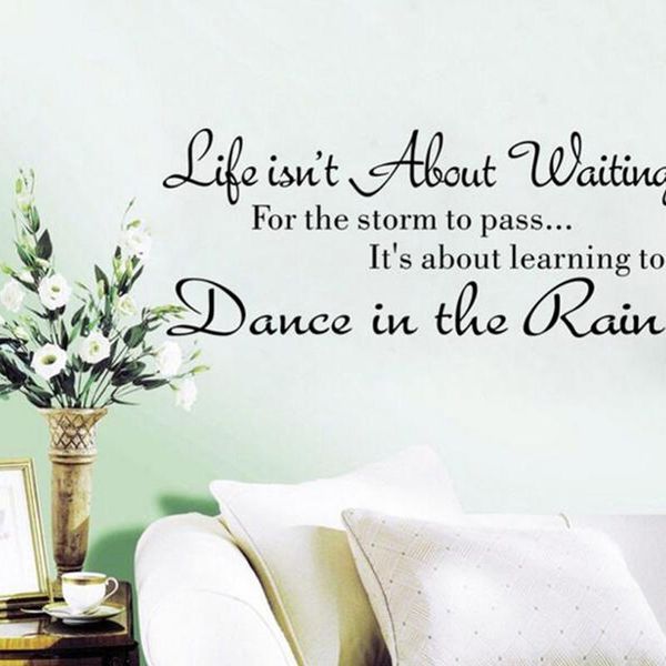 

wall stickers 2021 alphabet phrase life isn't about waiting quote dancing in rain 3d decal words home decor