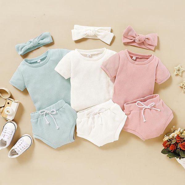 

clothing sets baby boy girl o-neck t-shirt+shorts summer clothes toddler infant outfit kid child 2 pcs pajamas set 0-5y 2021, White