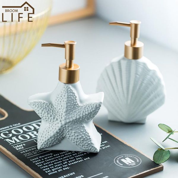 

liquid soap dispenser european ceramic sub bottling starfish shell portable lotion bottle pump bathroom storage container set supplies