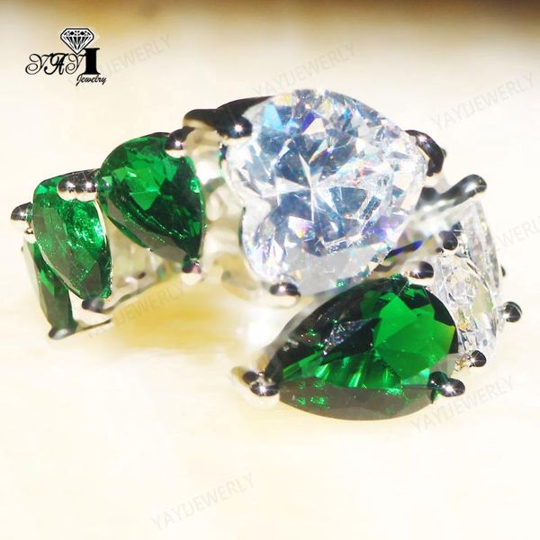 

cluster rings yayi jewelry fashion princess cut prong setting white cubic zirconia silver color engagement wedding party gift adjustable, Golden;silver