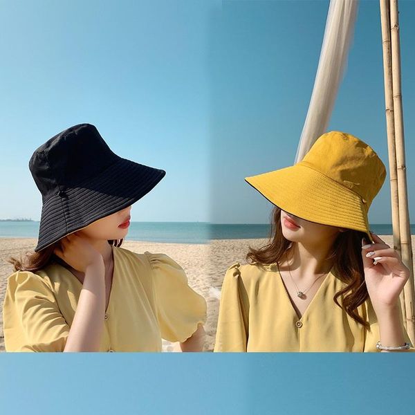 

wide brim hats spring women's bucket fishing hat sunscreen sun double-sided wearing ladies fisherman, Blue;gray