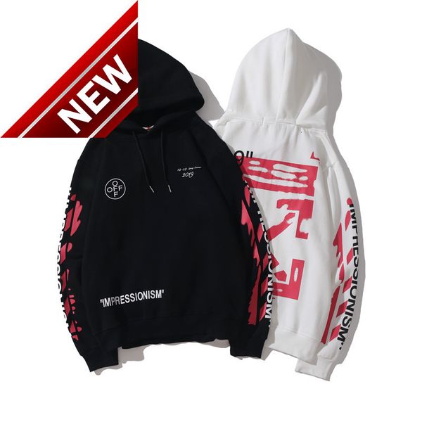 

fashion white off 21ss style 99 pink graffiti arrstyle hoodie pullover basic, Black