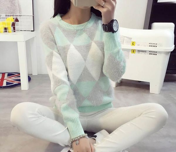 

spring autumn women fashion female womens sweaters pullovers winter pullover long sleeve plaid casual ladies, White;black