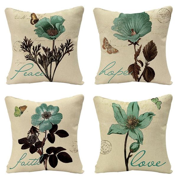 

pillow case amazon linen american retro flower cover sofa home cushion cover45*45cm