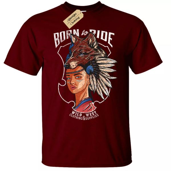 

salvaje oeste born to ride camiseta hombre, White;black